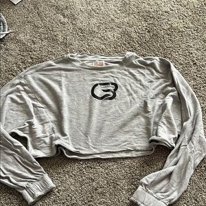 Free People Cyclebar Gray Cropped Sweatshirt with Black Logo